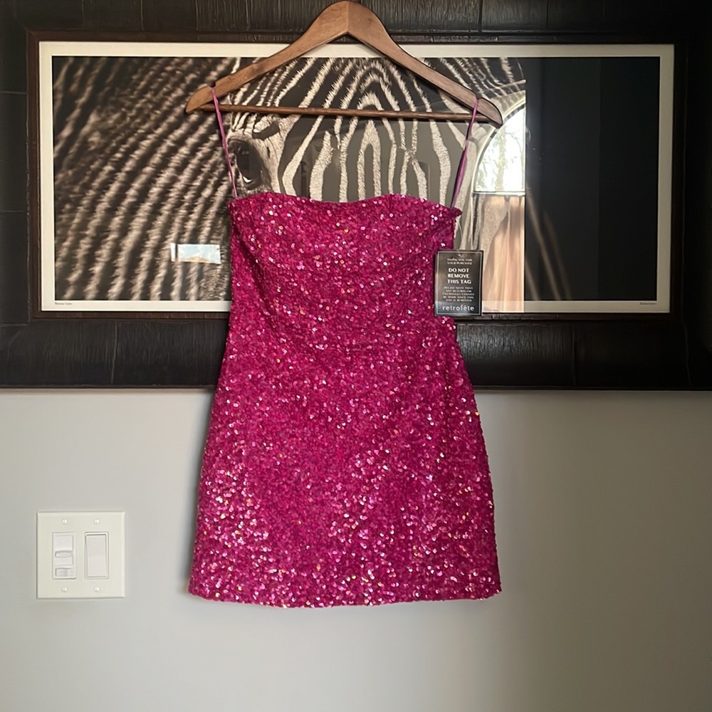 NWT Retrofete Pink Sequin Mini Dress